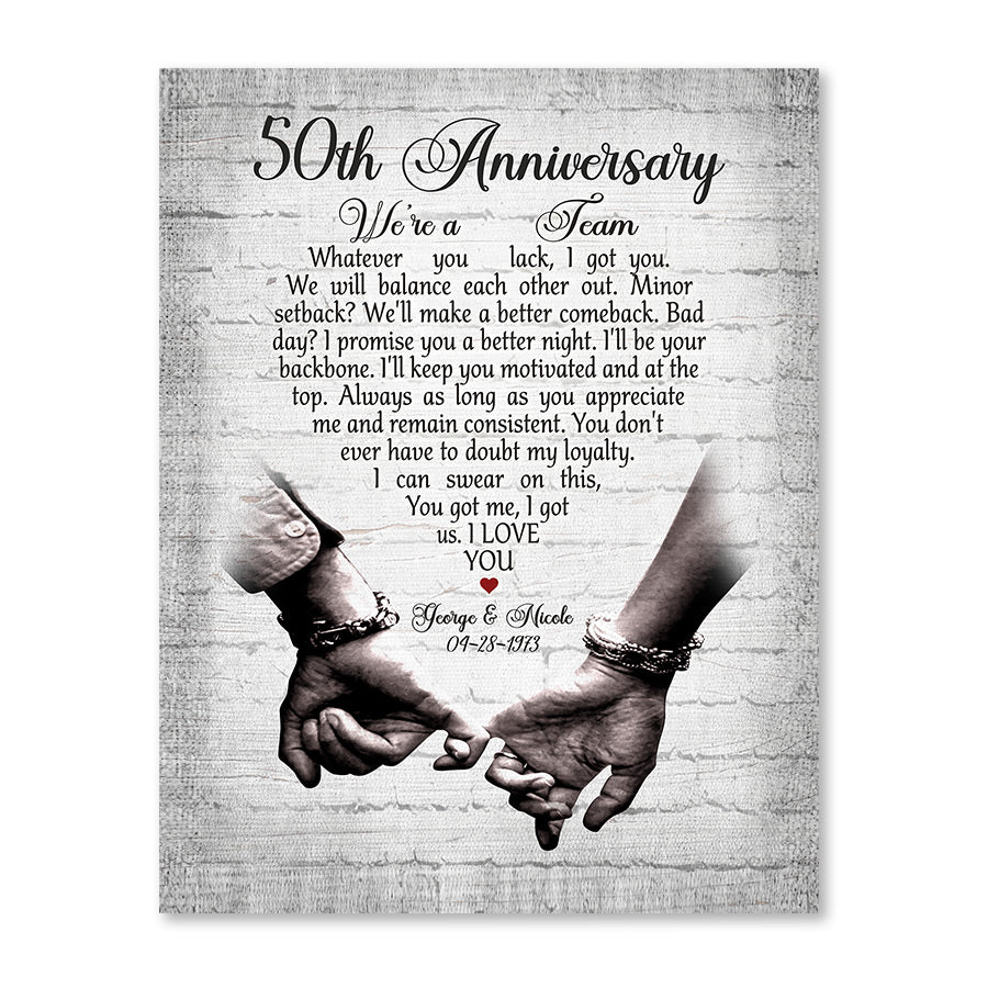 We're A Team Personalized 50th Wedding Anniversary Gifts