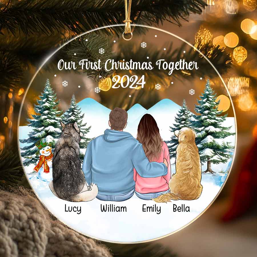 Personalized Christmas Ornaments Custom Couple with Dog