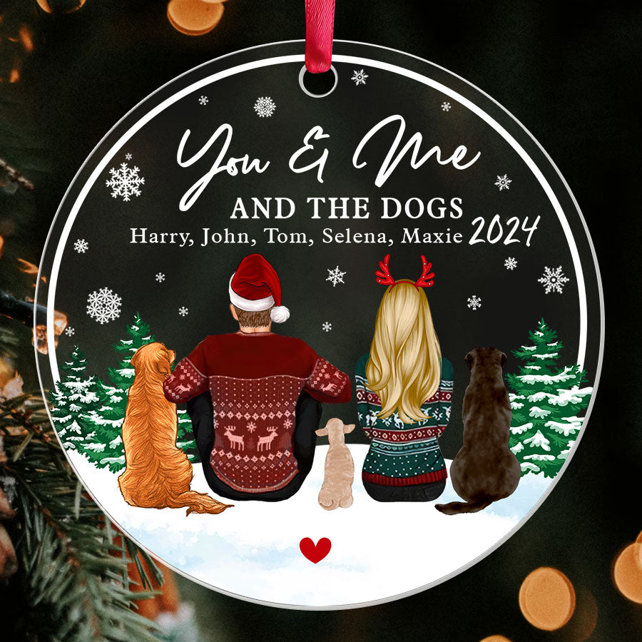 Personalized Couple Ornament With Dog