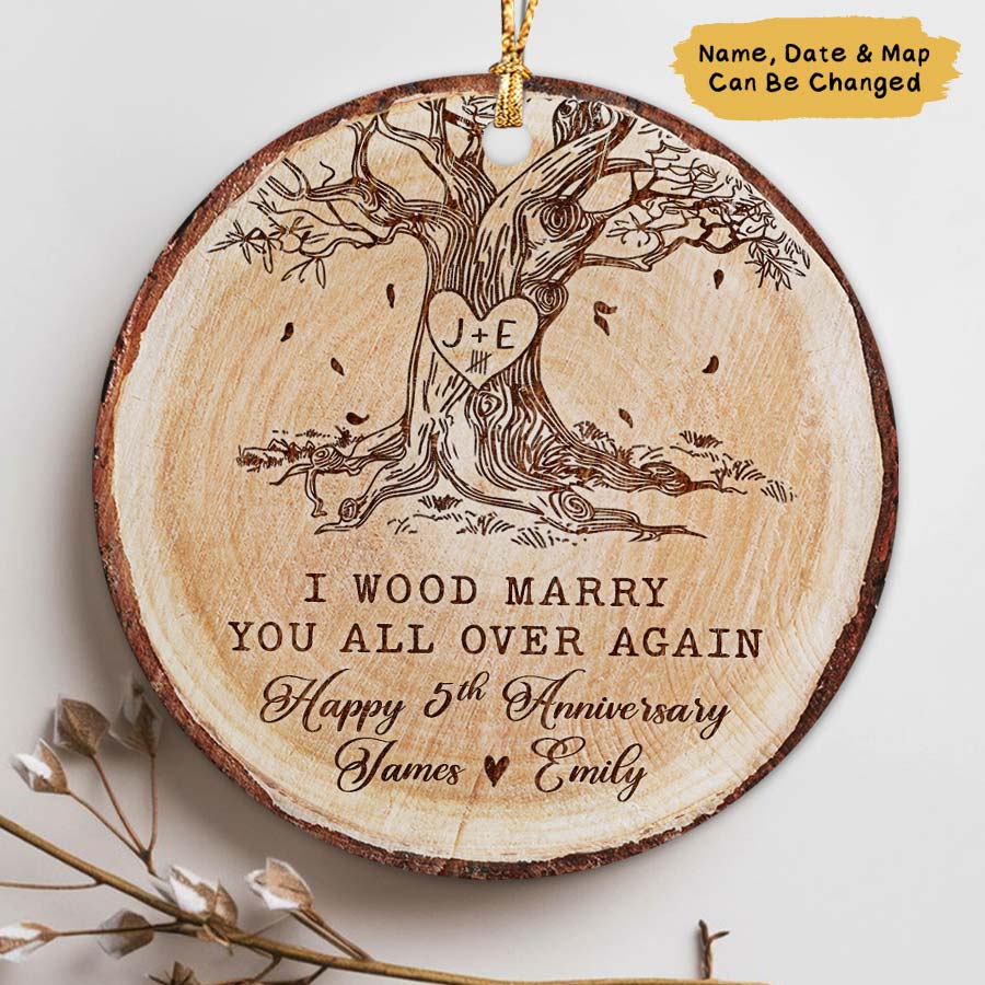 Custom 5th Anniversary Wedding Ornament 2025