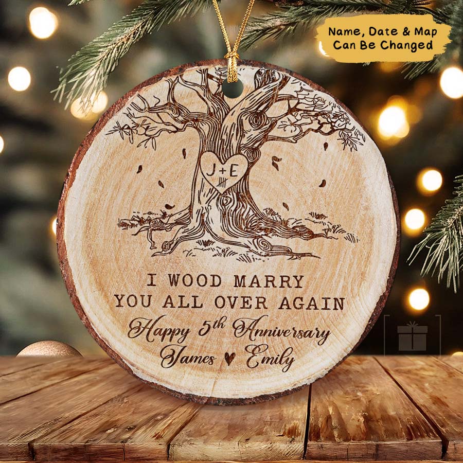 Custom 5th Anniversary Wedding Ornament 2025