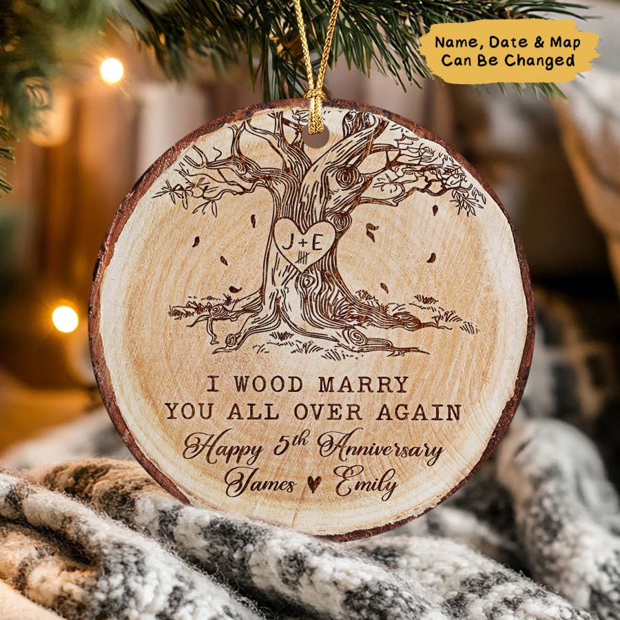 Custom 5th Anniversary Wedding Ornament 2025