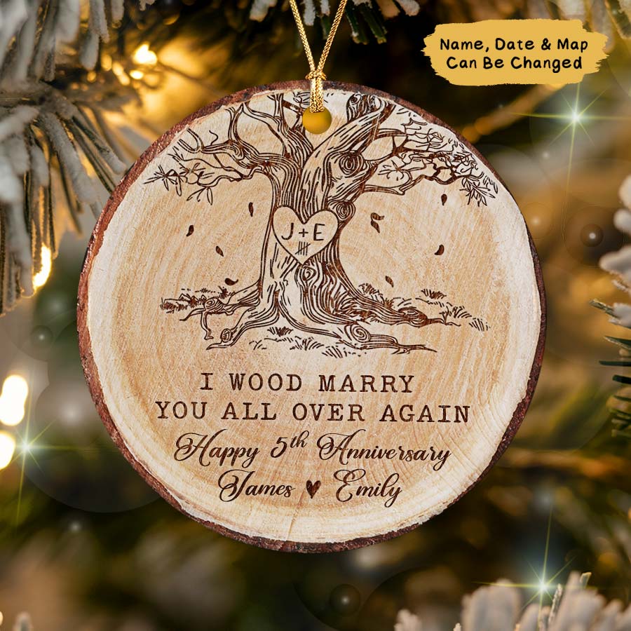 Custom 5th Anniversary Wedding Ornament 2025
