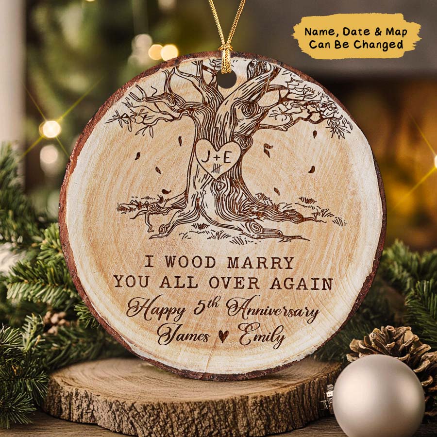 Custom 5th Anniversary Wedding Ornament 2025