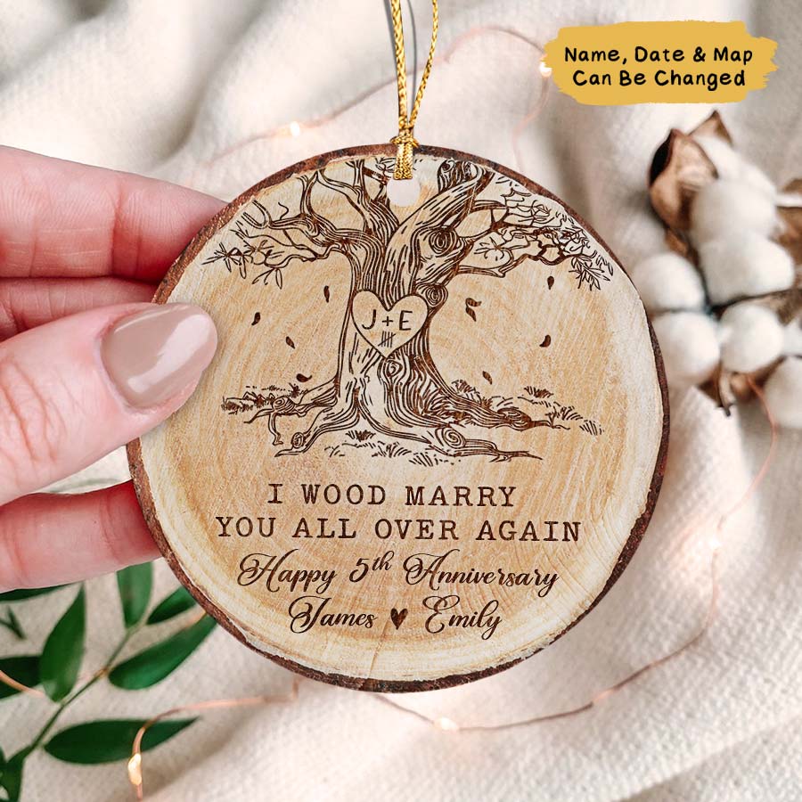 Custom 5th Anniversary Wedding Ornament 2025