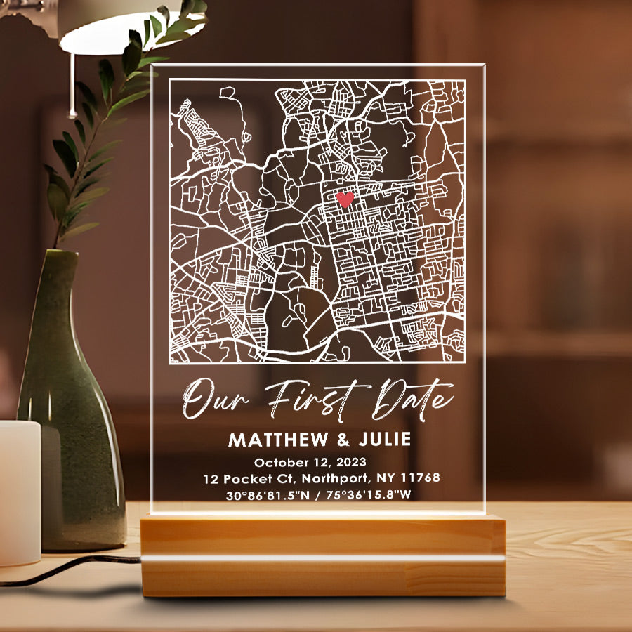 Custom Map Acrylic Plaque Led Night Light