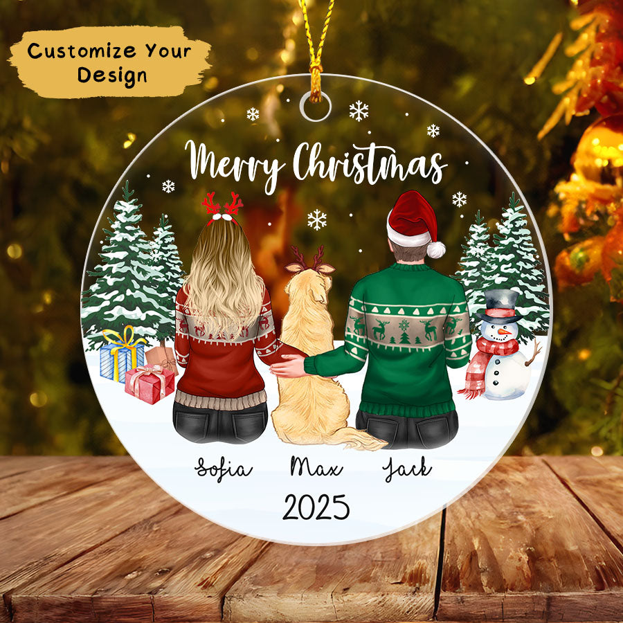 Custom Couple Ornament Christmas 2025, Couple With Dog