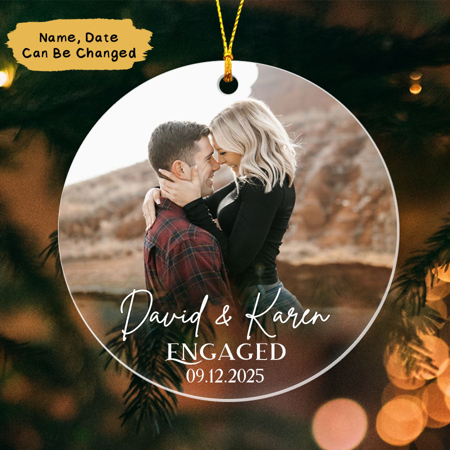 Custom Engagement Ornament With Photo, Engagement Ornament