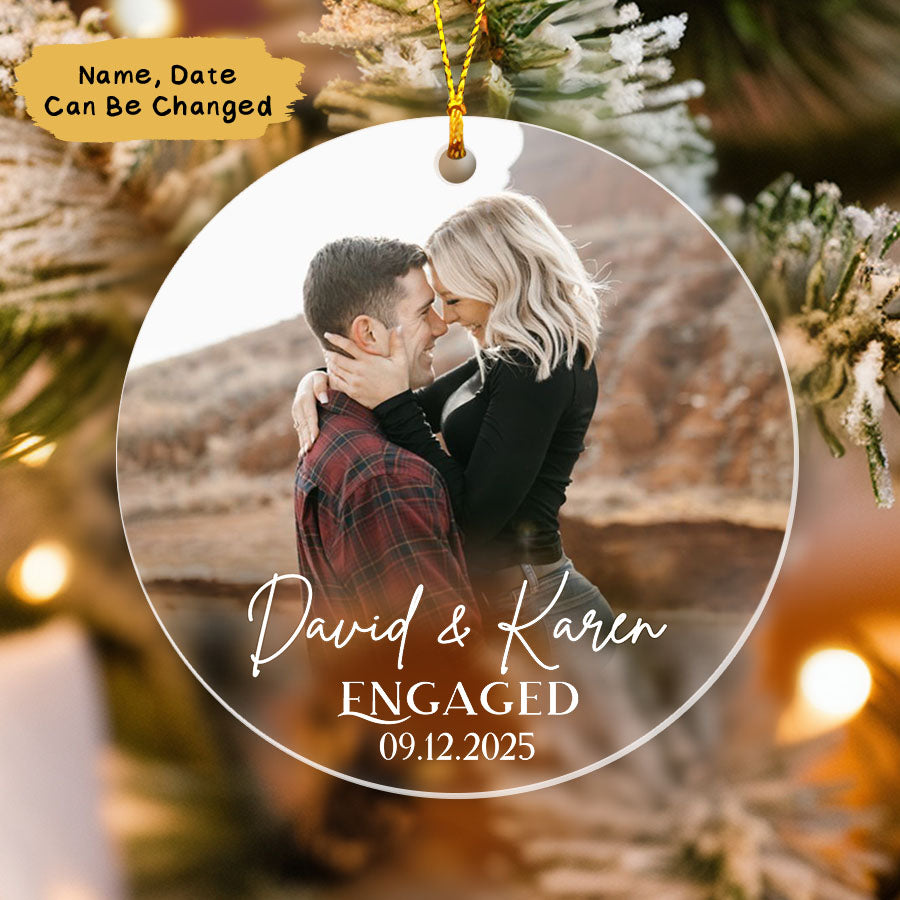 Custom Engagement Ornament With Photo, Engagement Ornament