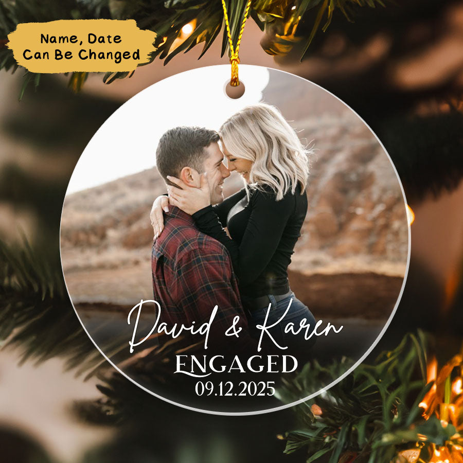 Custom Engagement Ornament With Photo, Engagement Ornament