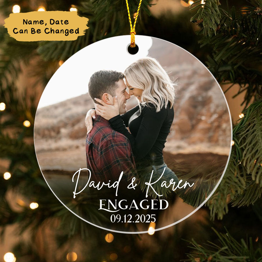 Custom Engagement Ornament With Photo, Engagement Ornament