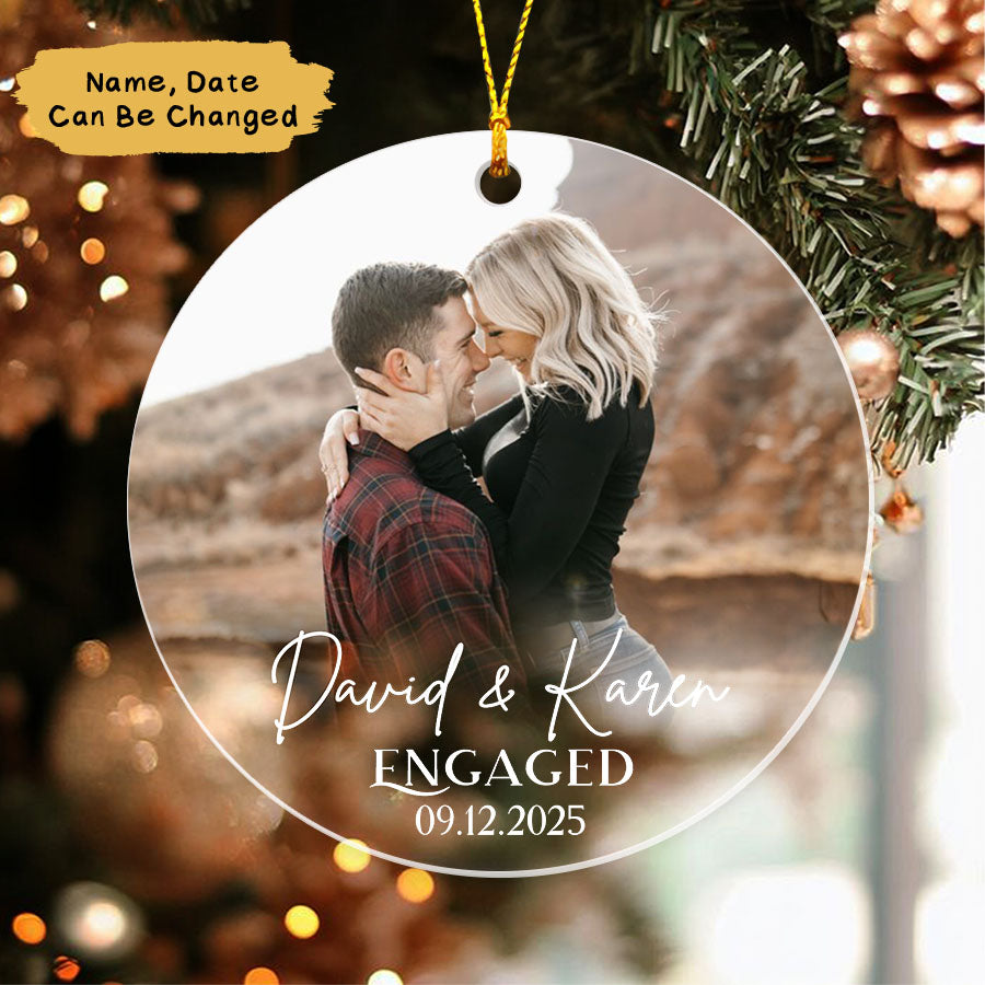 Custom Engagement Ornament With Photo, Engagement Ornament