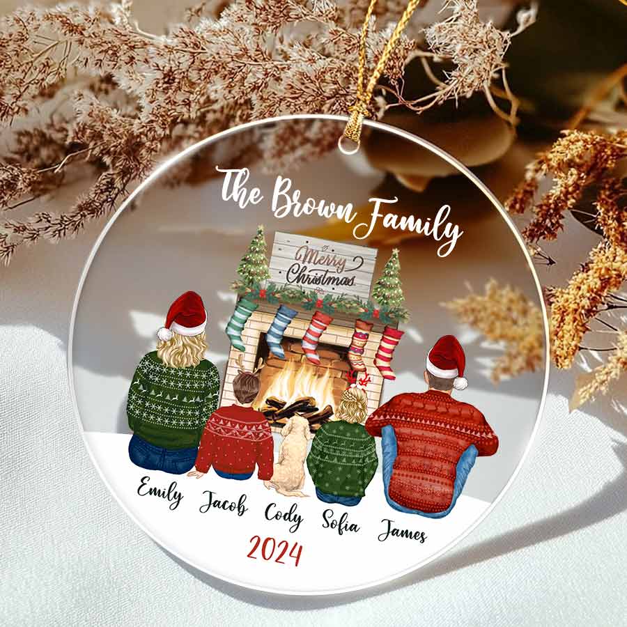 Family Christmas Ornament with Pets