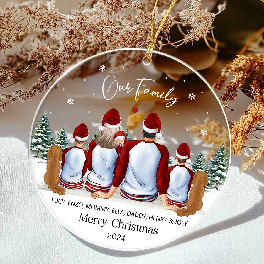 Christmas Ornaments with Family and Pets
