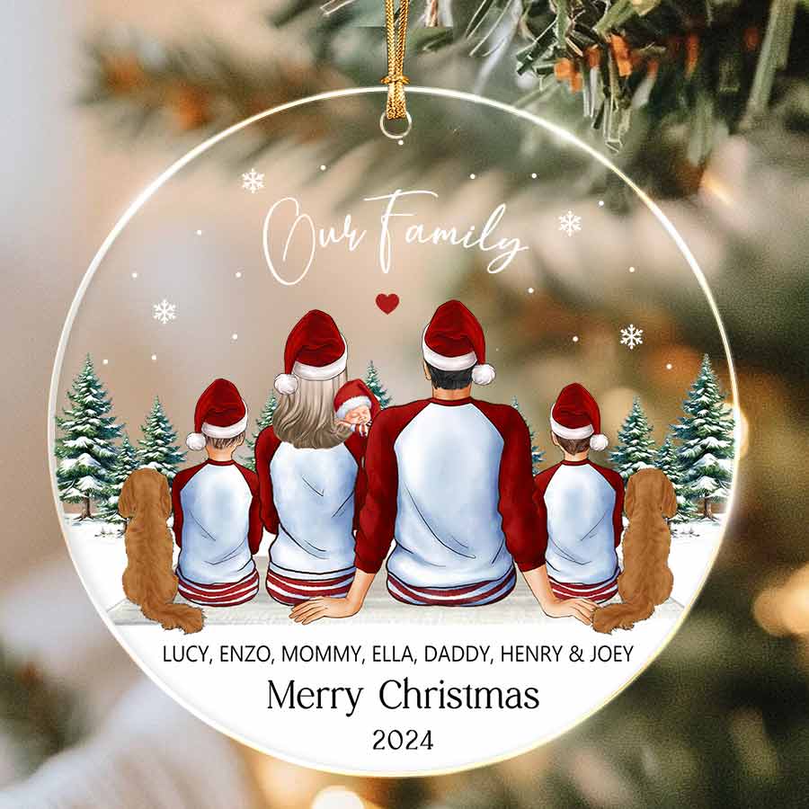 Christmas Ornaments with Family and Pets