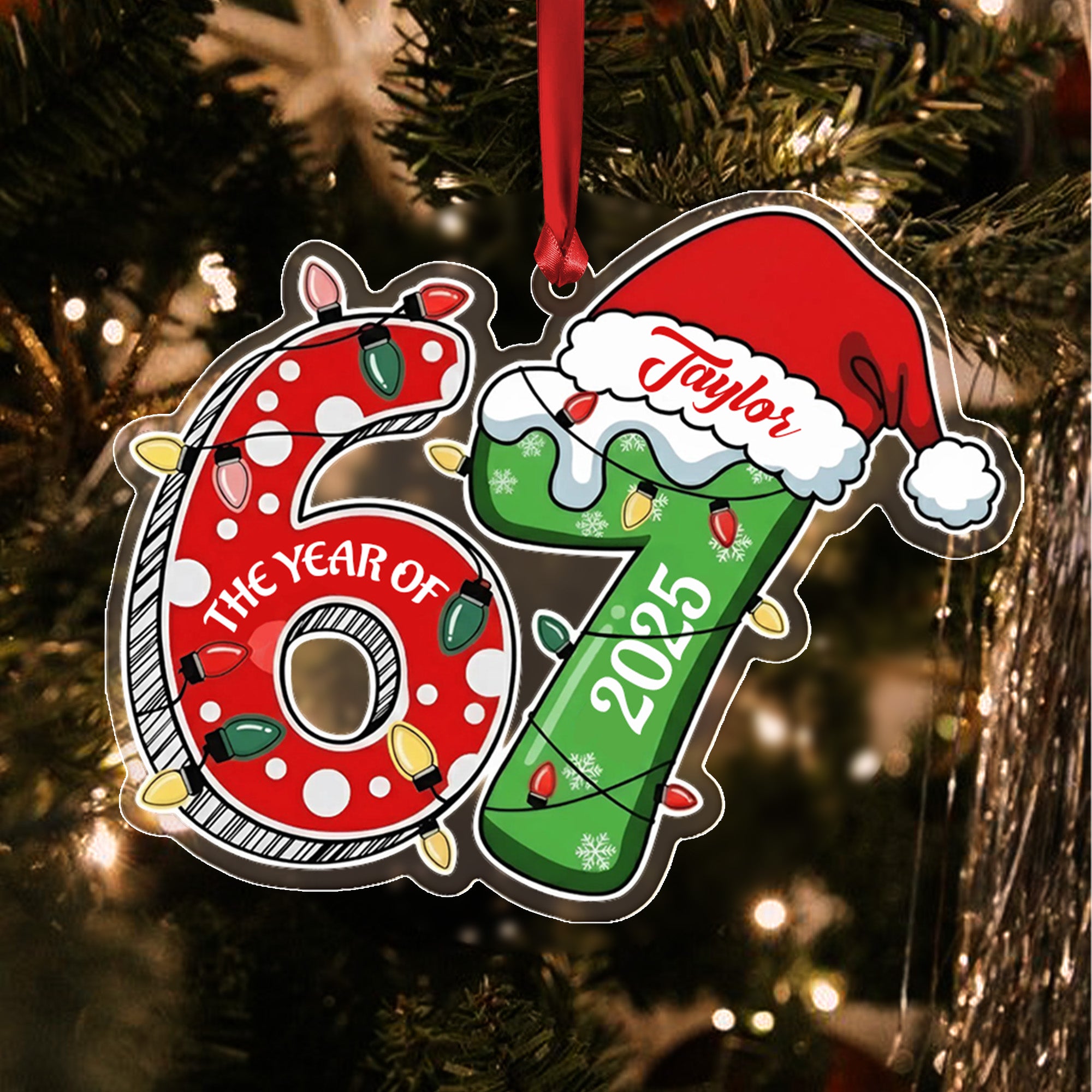Custom Name 67 Acrylic Ornament, Six Seven Ornament