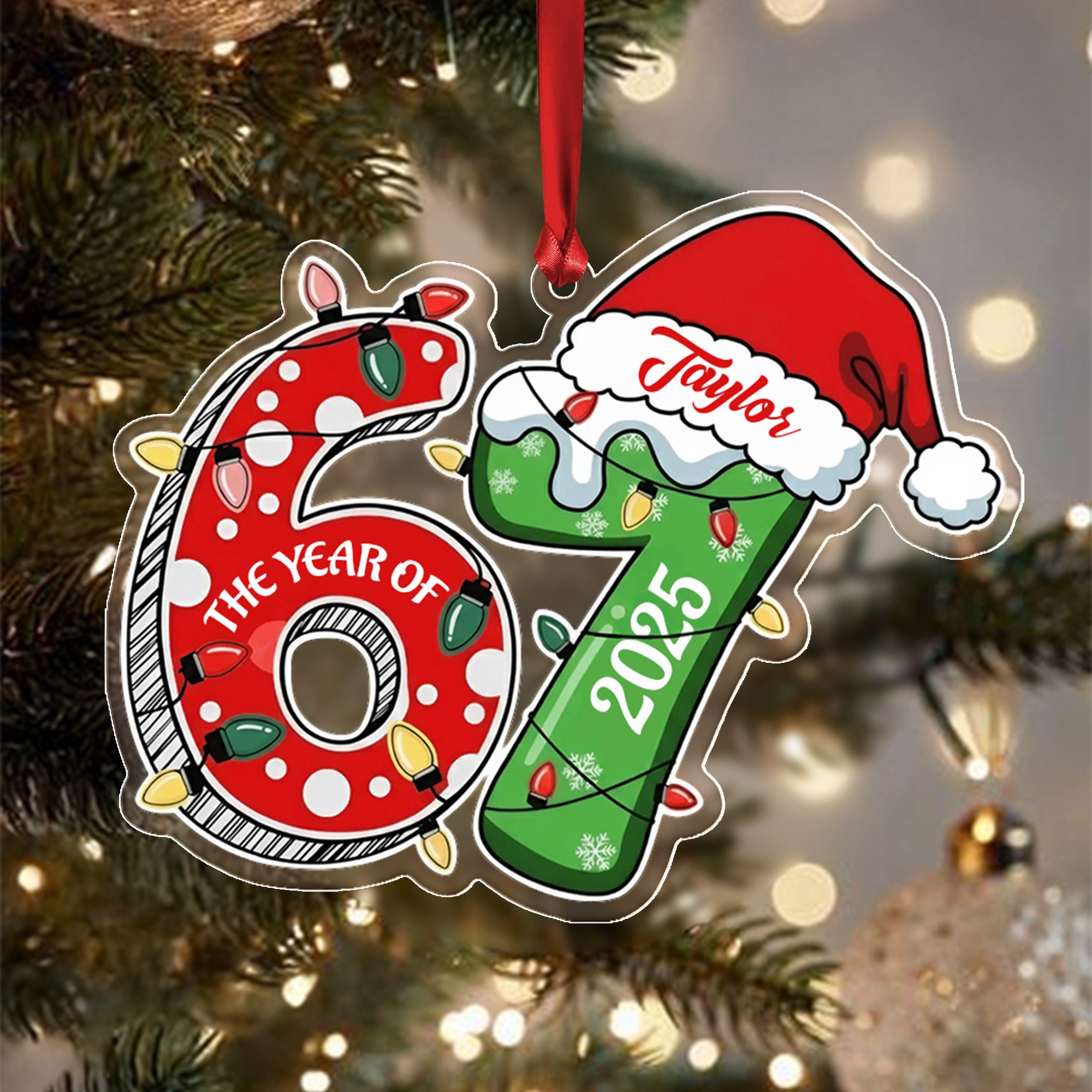 Custom Name 67 Acrylic Ornament, Six Seven Ornament