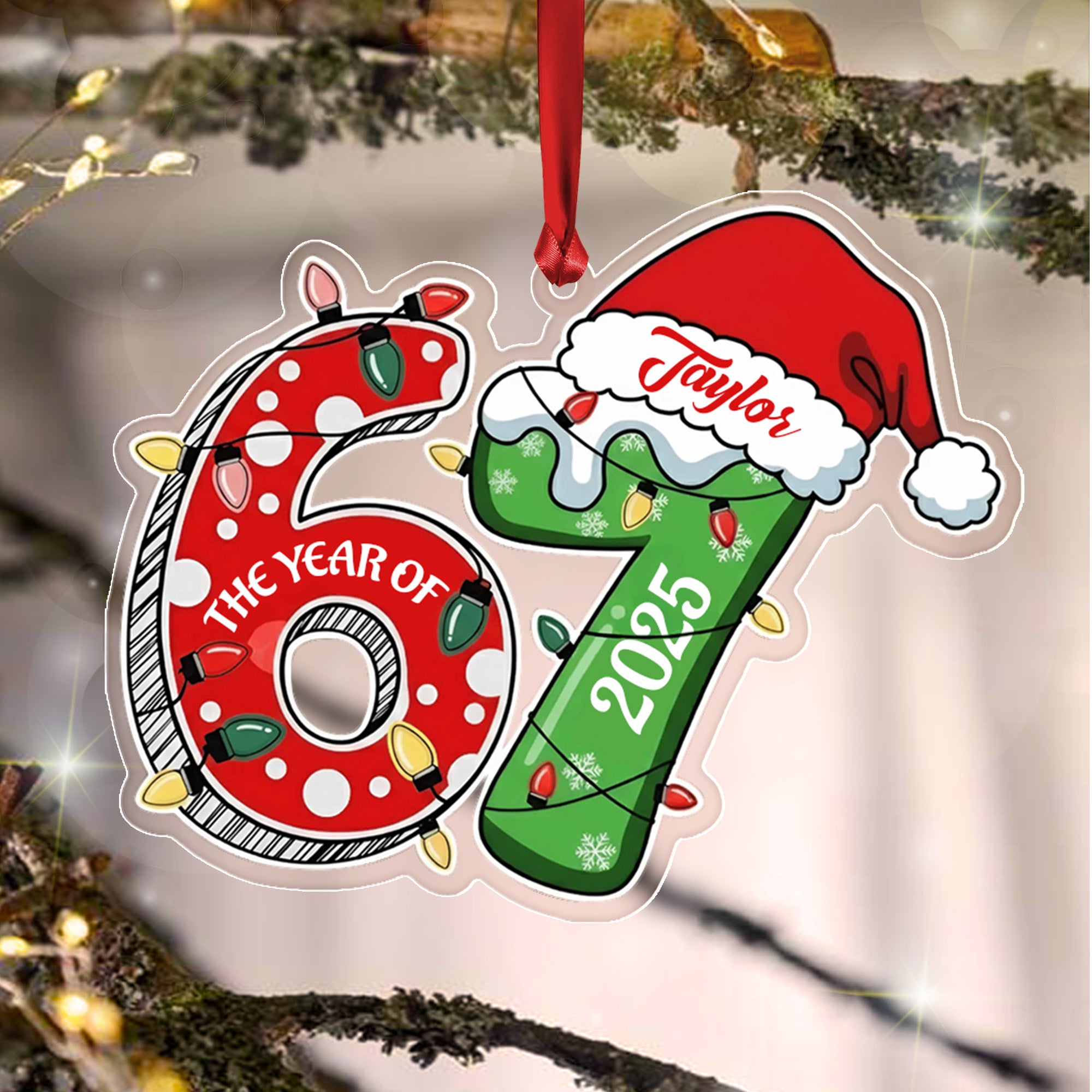 Custom Name 67 Acrylic Ornament, Six Seven Ornament
