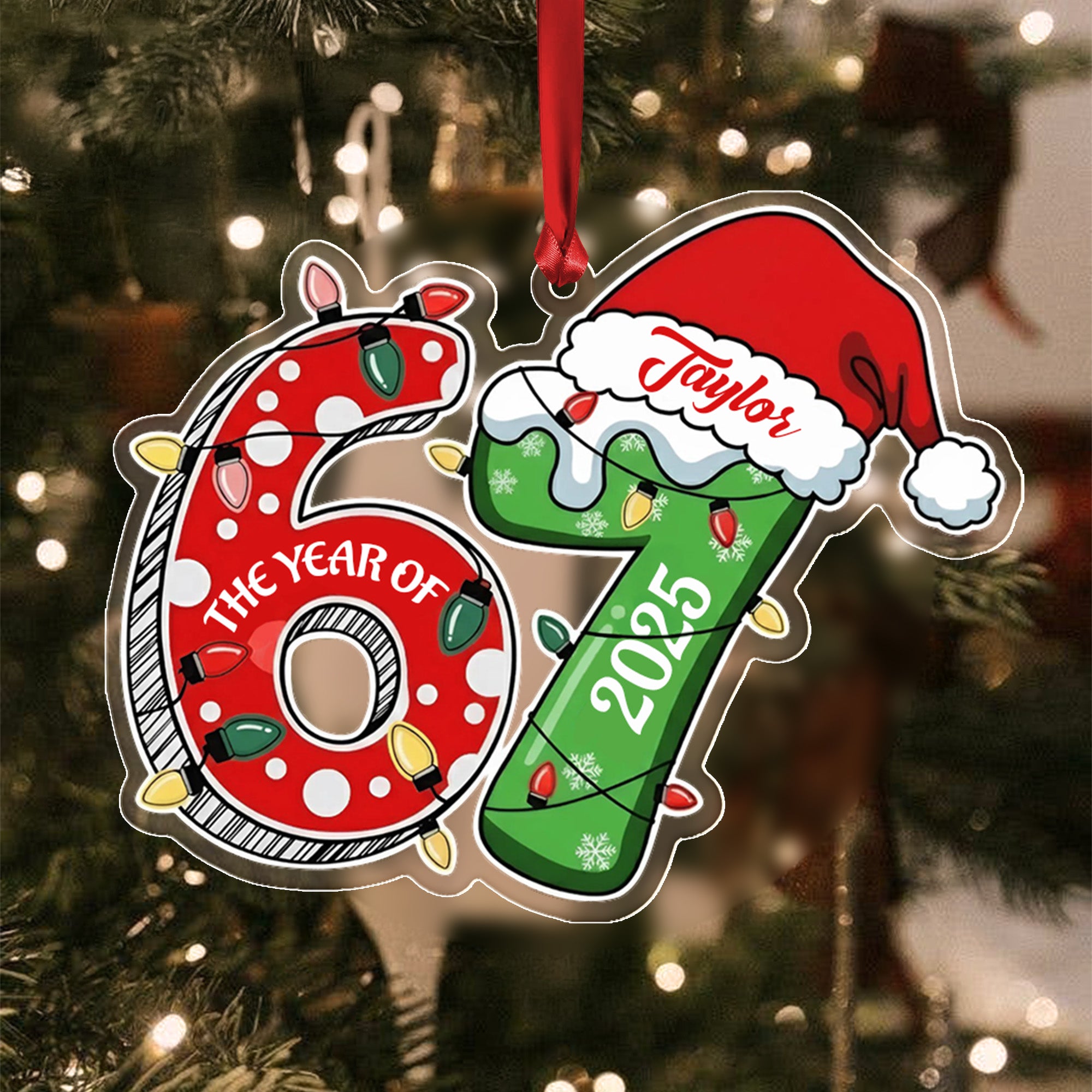 Custom Name 67 Acrylic Ornament, Six Seven Ornament