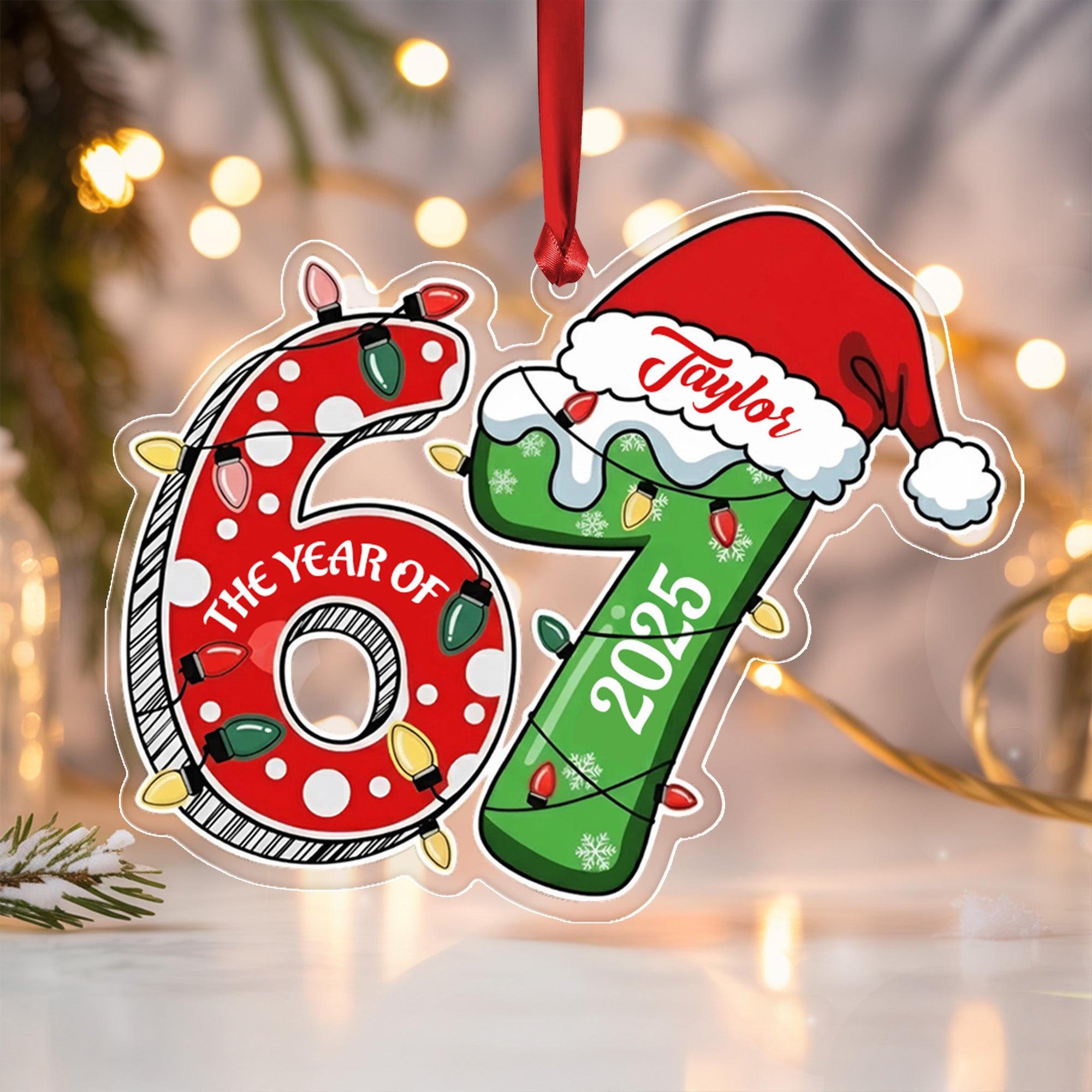 Custom Name 67 Acrylic Ornament, Six Seven Ornament