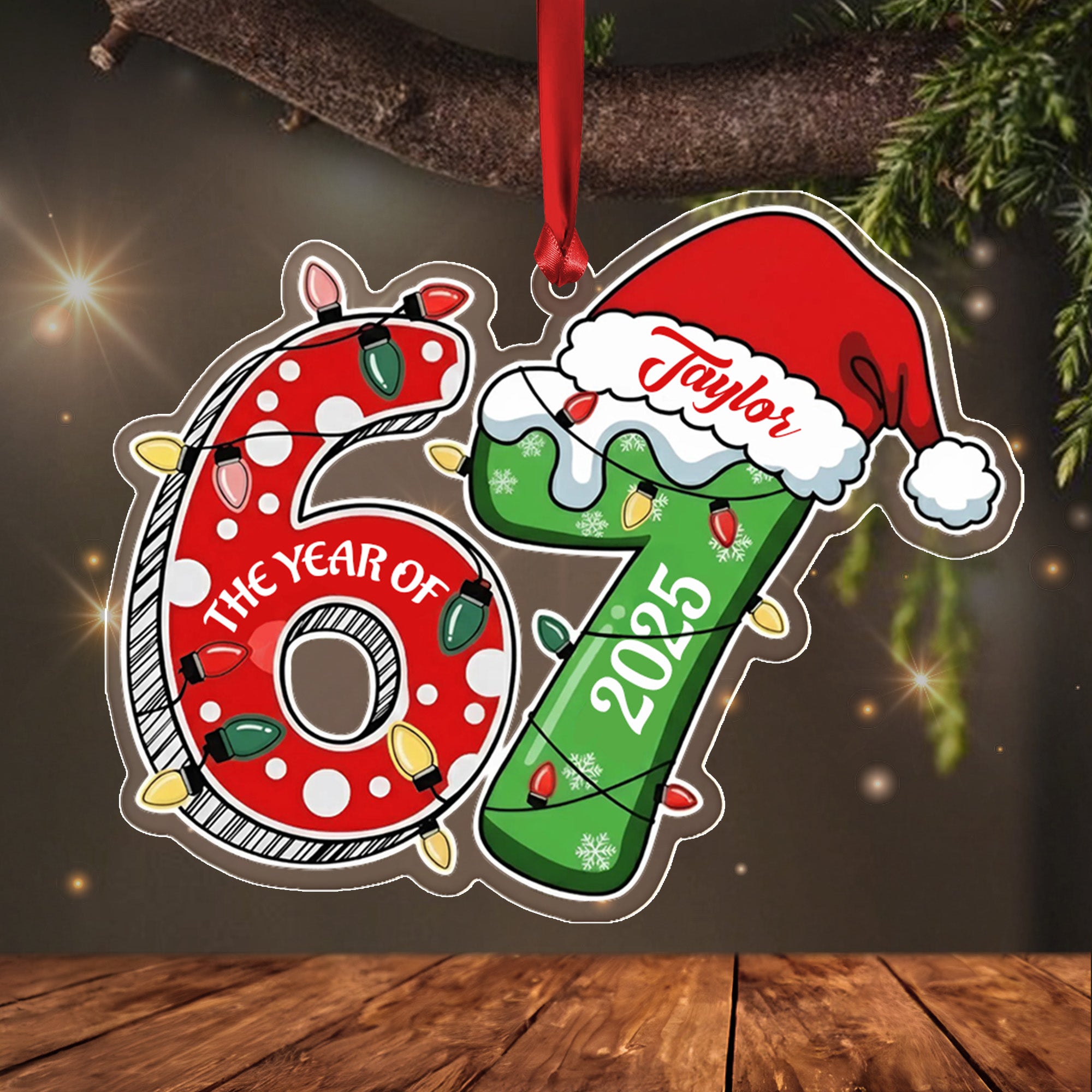 Custom Name 67 Acrylic Ornament, Six Seven Ornament