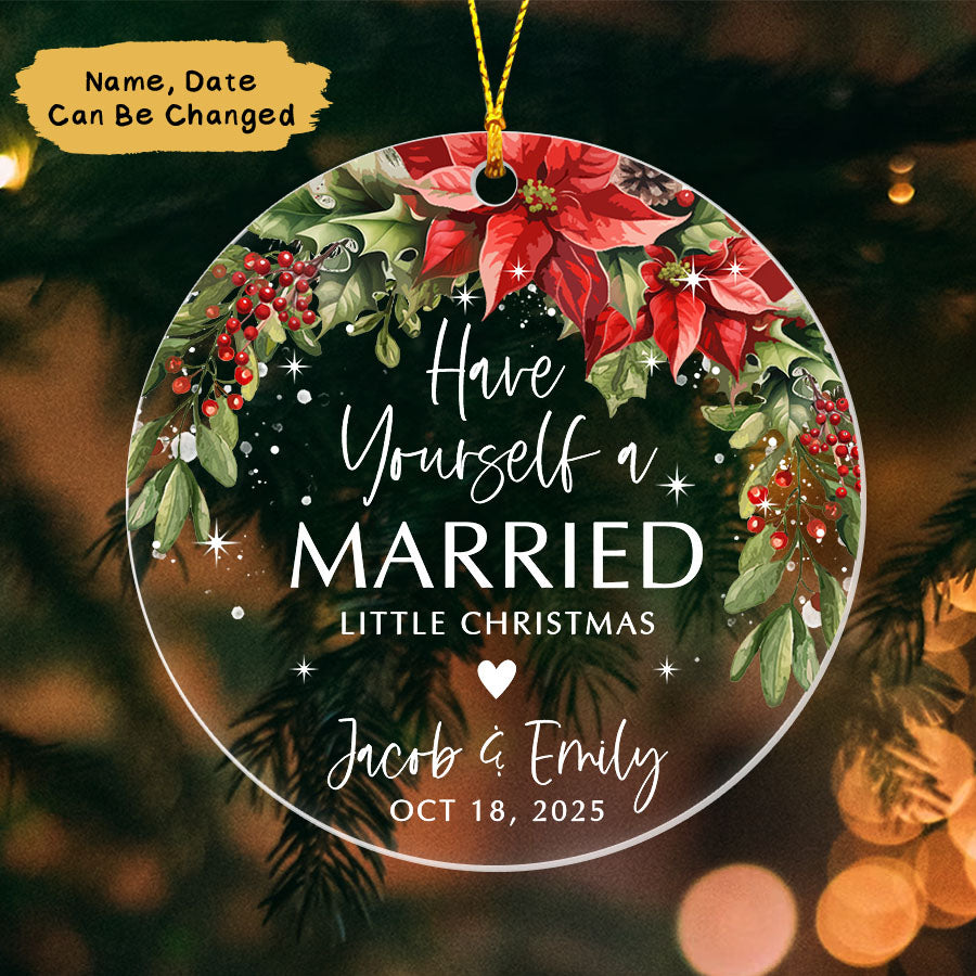 Custom First Christmas Married Ornament 2025