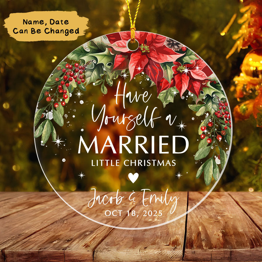 Custom First Christmas Married Ornament 2025