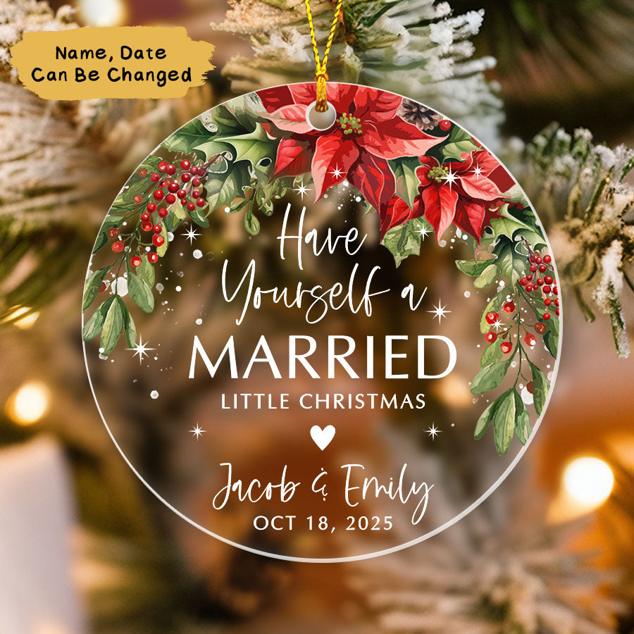 Custom First Christmas Married Ornament 2025