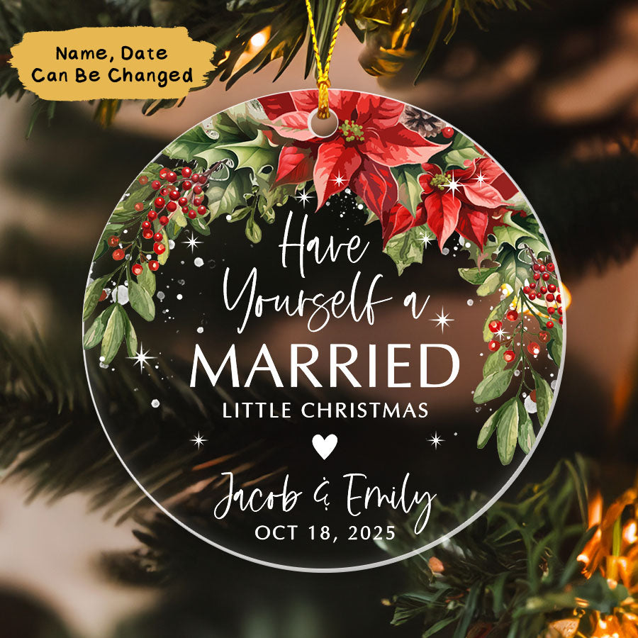Custom First Christmas Married Ornament 2025