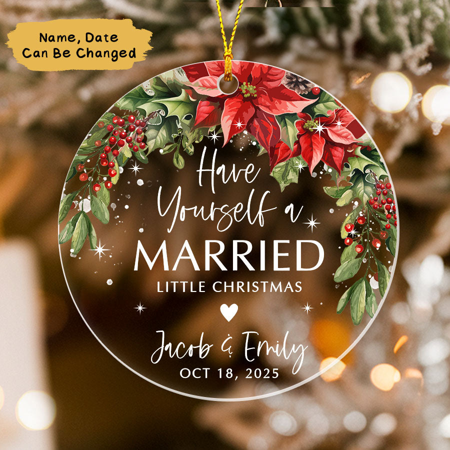 Custom First Christmas Married Ornament 2025