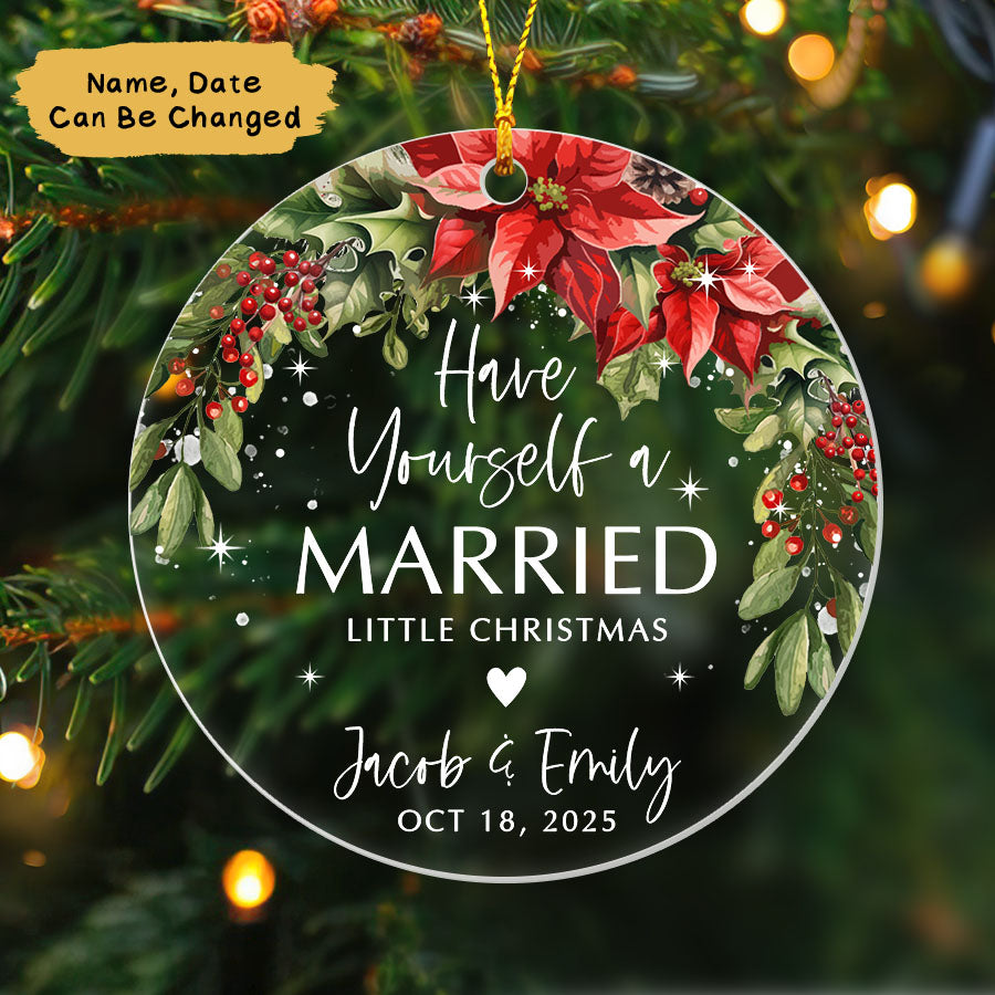 Custom First Christmas Married Ornament 2025