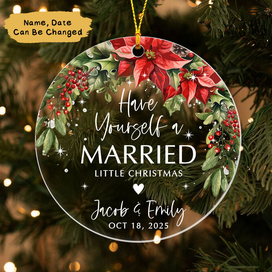 Custom First Christmas Married Ornament 2025