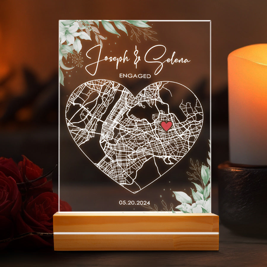 Custom Engagement Map Plaque