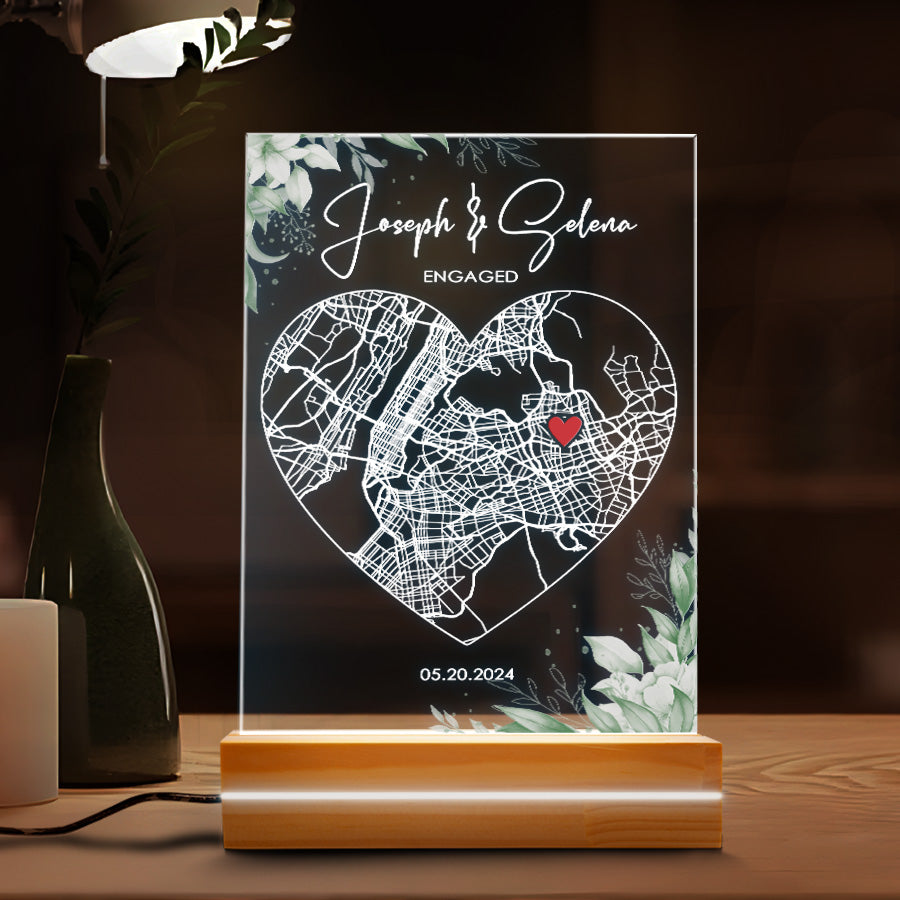 Custom Engagement Map Plaque