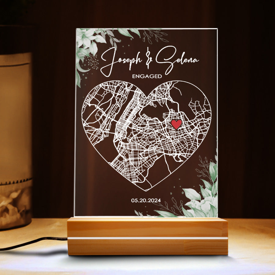Custom Engagement Map Plaque