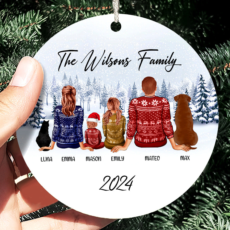 Christmas Ornament Family with Dog