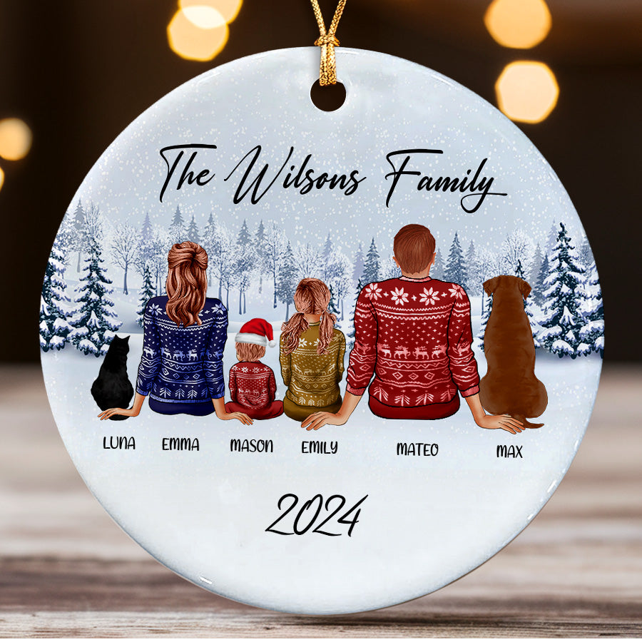 Christmas Ornament Family with Dog