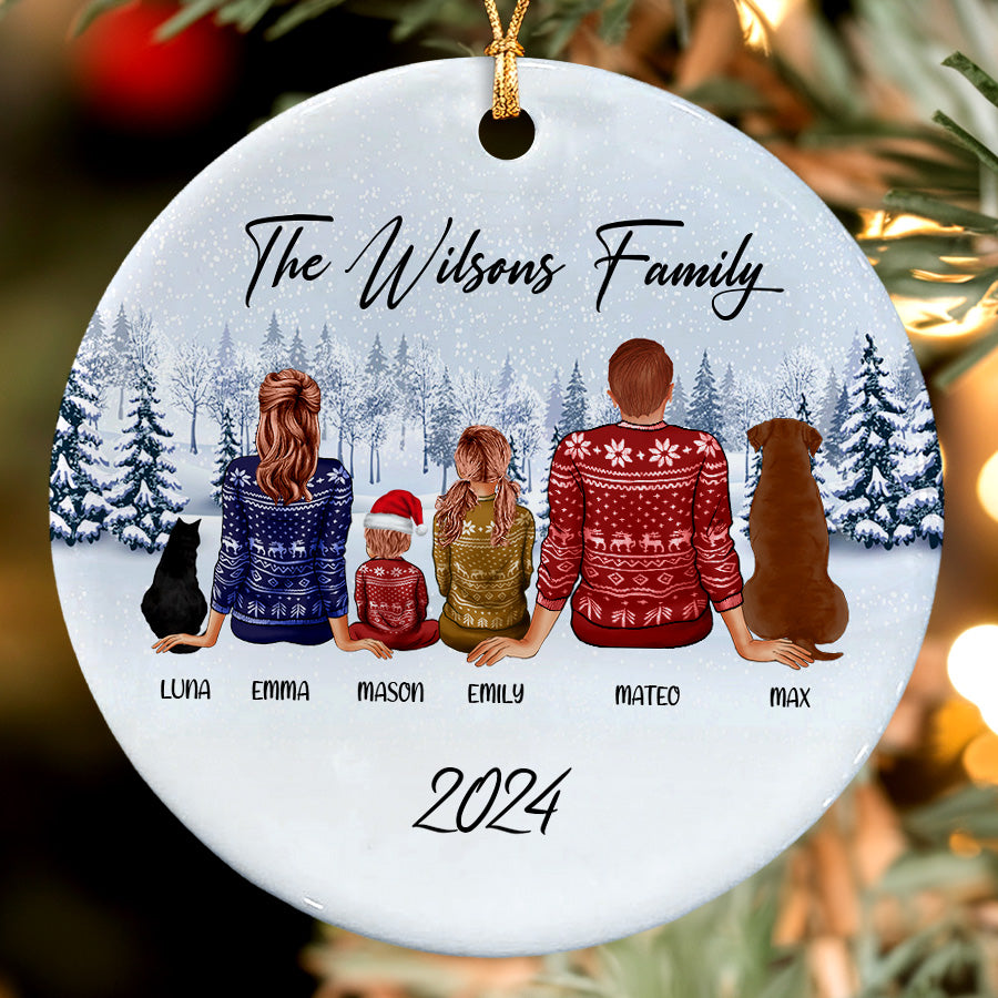 Christmas Ornament Family with Dog