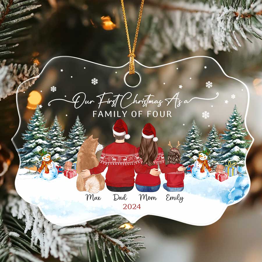 Family Ornament with Dog