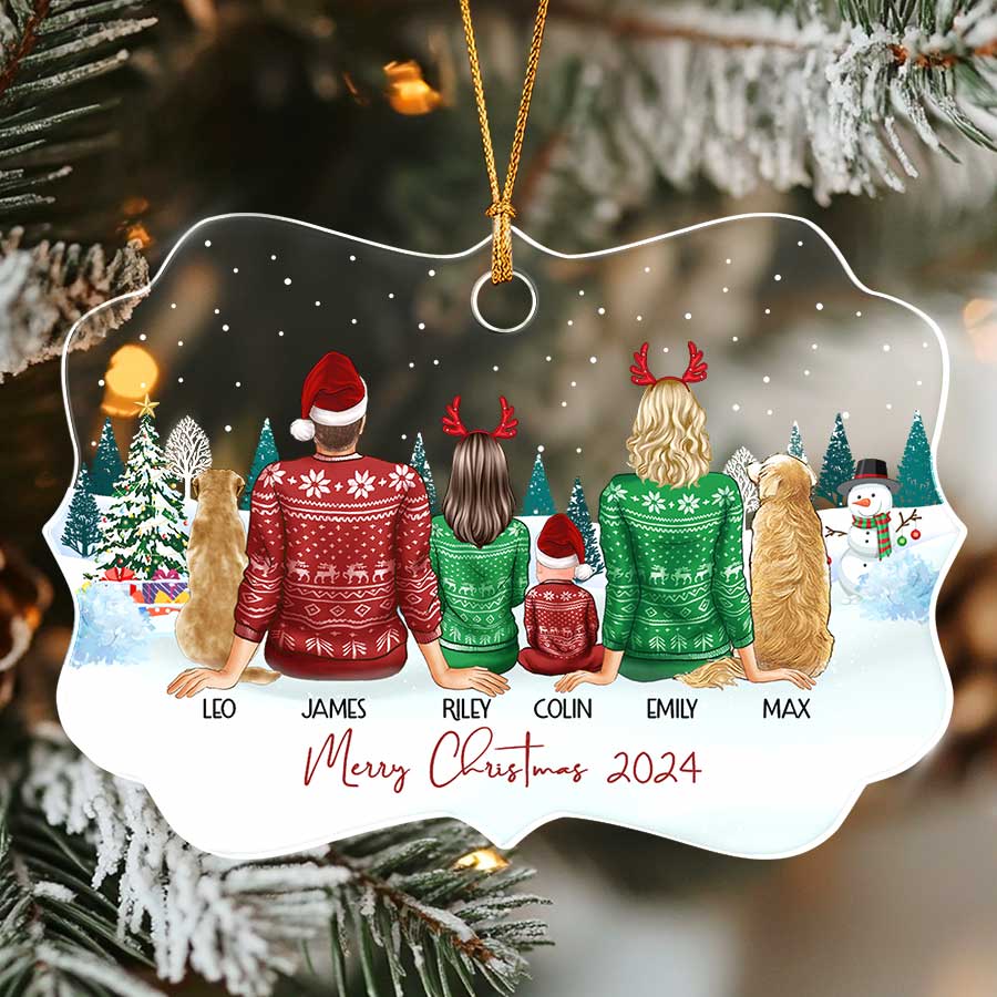 Christmas Ornament Family with Dog