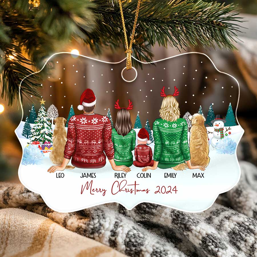 Christmas Ornament Family with Dog