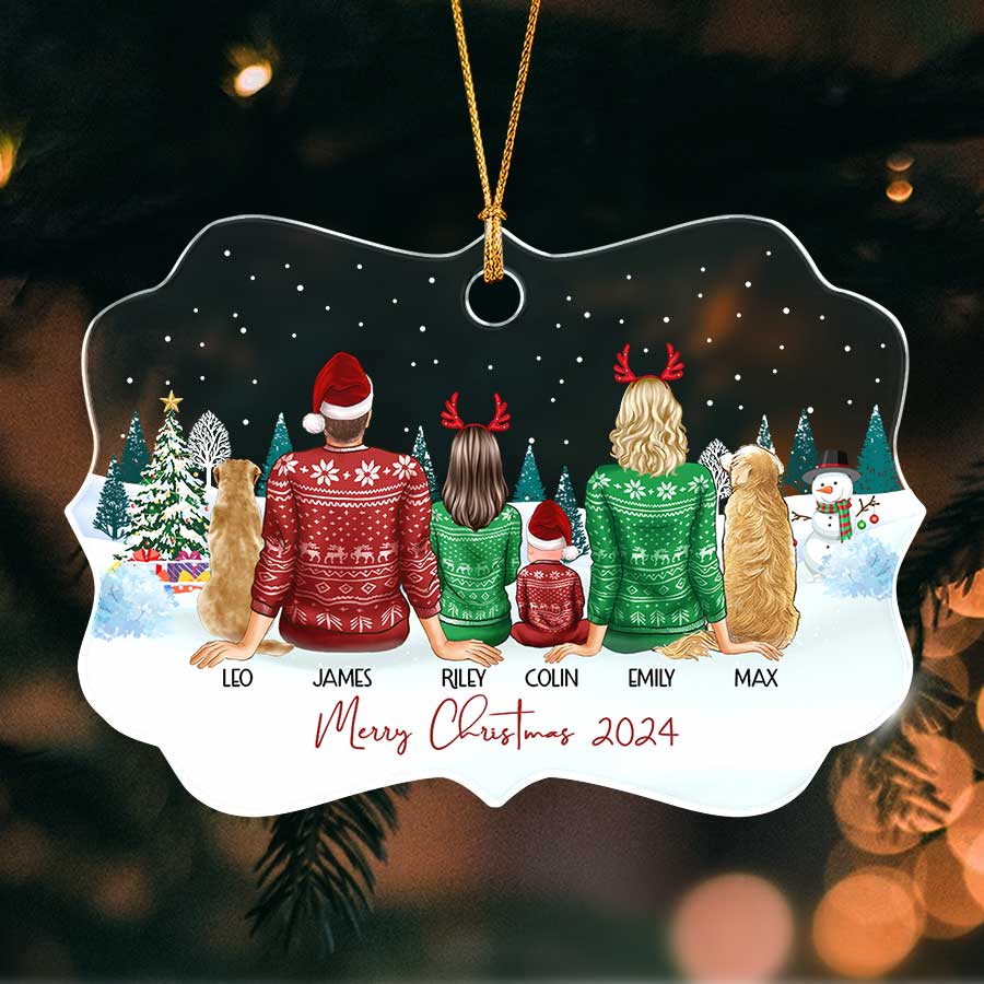 Christmas Ornament Family with Dog