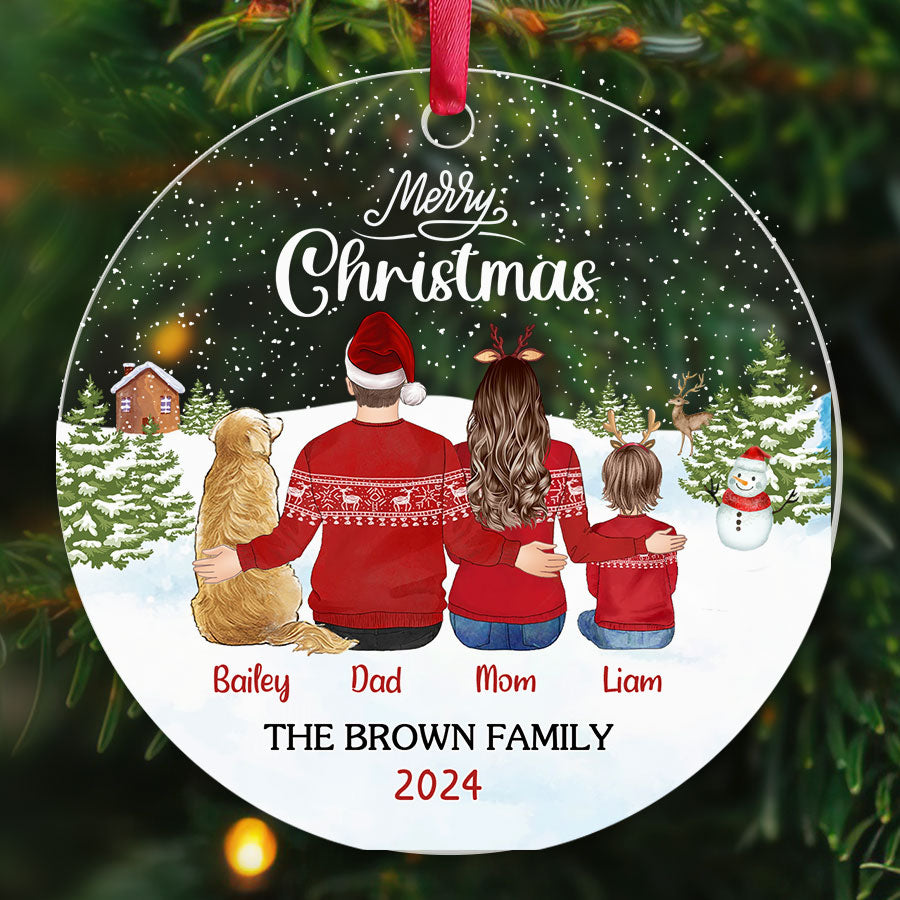 Family Of 3 Ornament With Dog | | Personalized Family Of 3 Ornament ...
