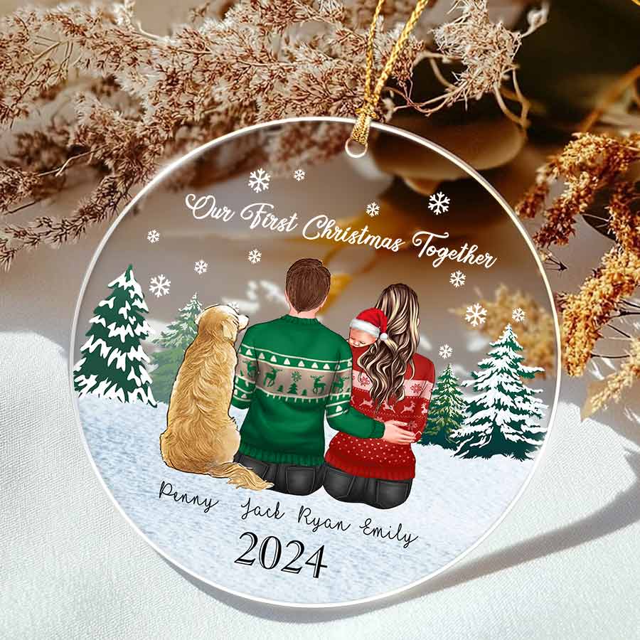Family Of 3 Ornament With Dog | Personalized Family Of 3 With Dog ...