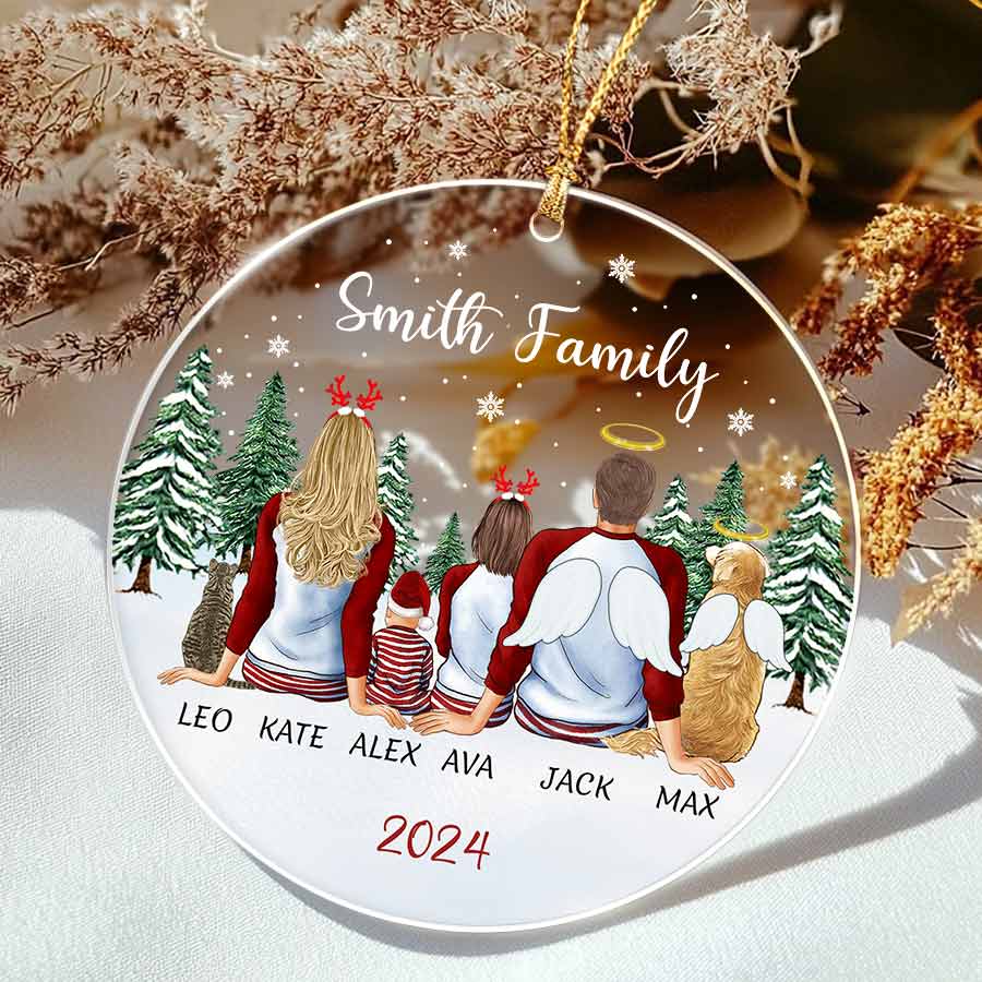Family Of 3 Ornament With Dog | Personalised Christmas Ornament Family ...