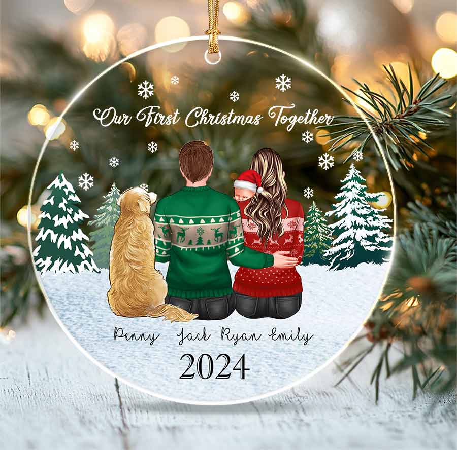 Family Of 3 Ornament With Dog | Personalized Family Of 3 With Dog ...