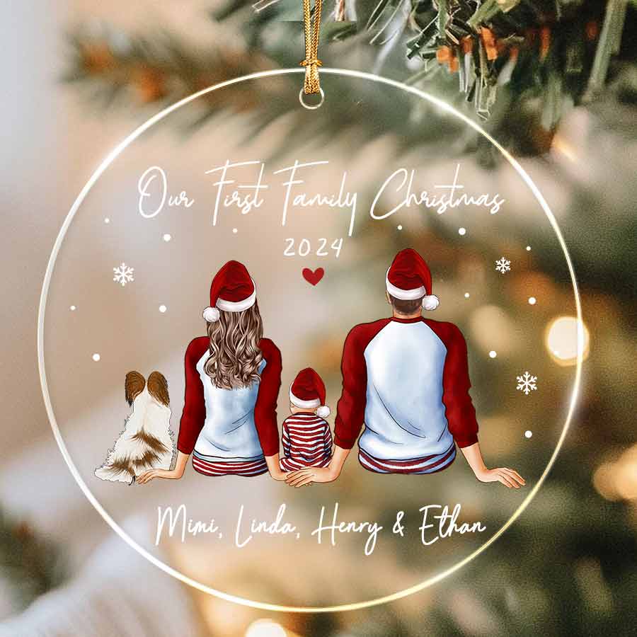 Family Of 3 Ornament With Dog | Personalized Family Of 3 And Dog ...