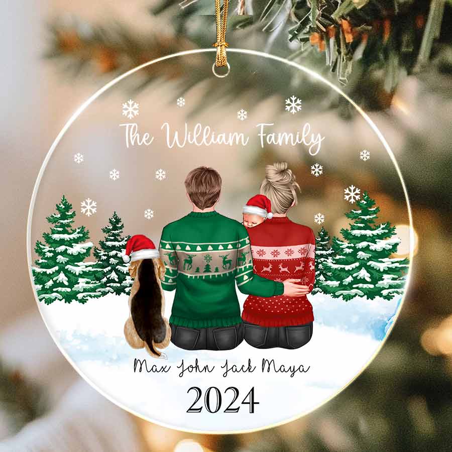 Family Of 3 Ornament With Dog | Personalized Christmas Ornament Family ...