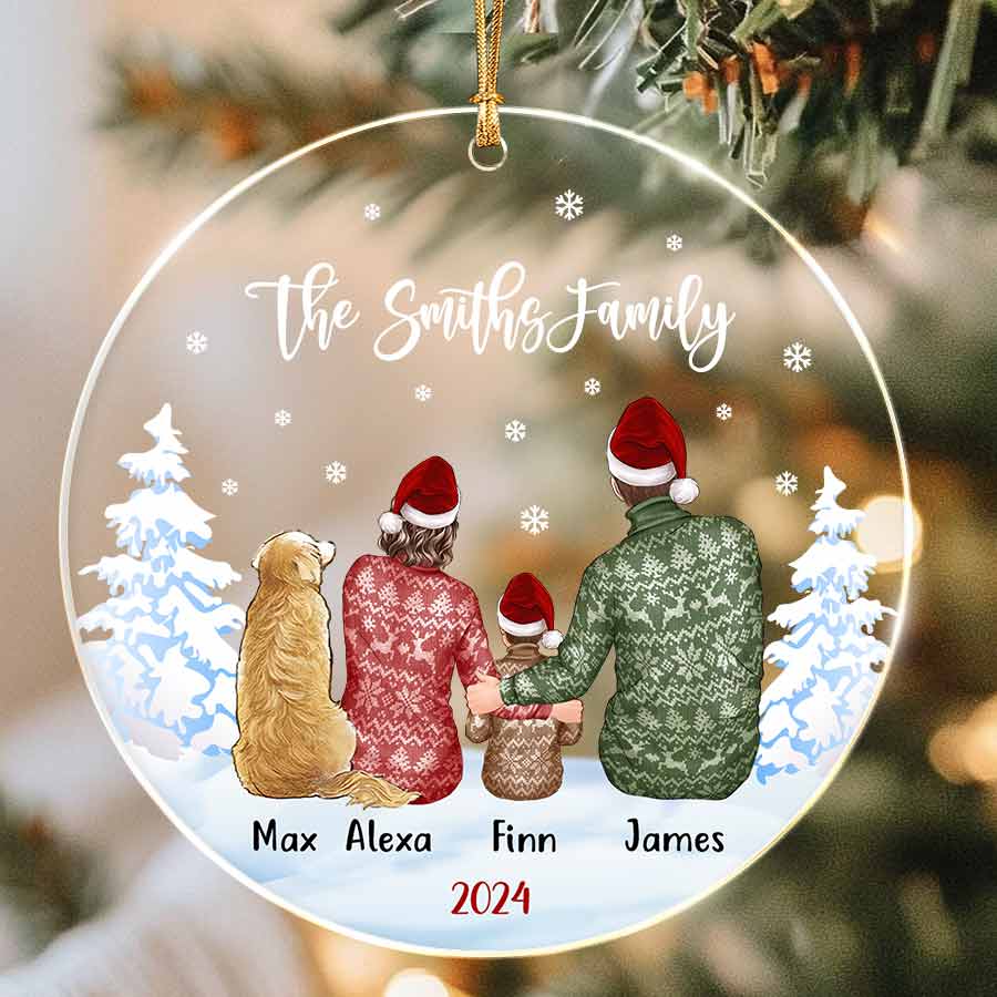 Family Of 3 Ornament With Dog | Family Of 3 Christmas Ornaments ...