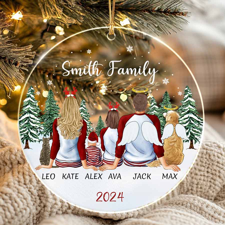 Family Of 3 Ornament With Dog | Personalised Christmas Ornament Family ...